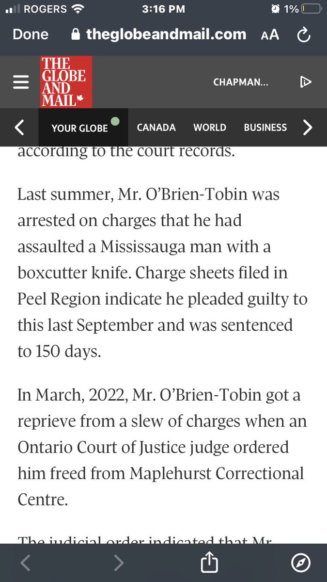 The Keele subway murder suspect was not permitted in ONTARIO. He was convicted of attacking a man in Mississauga w/ a boxcutter LAST summer. He got 150 days. Shockingly, he didn’t serve 150. Pummel our justice system to the ground & rebuild it. Every leader should demand it.