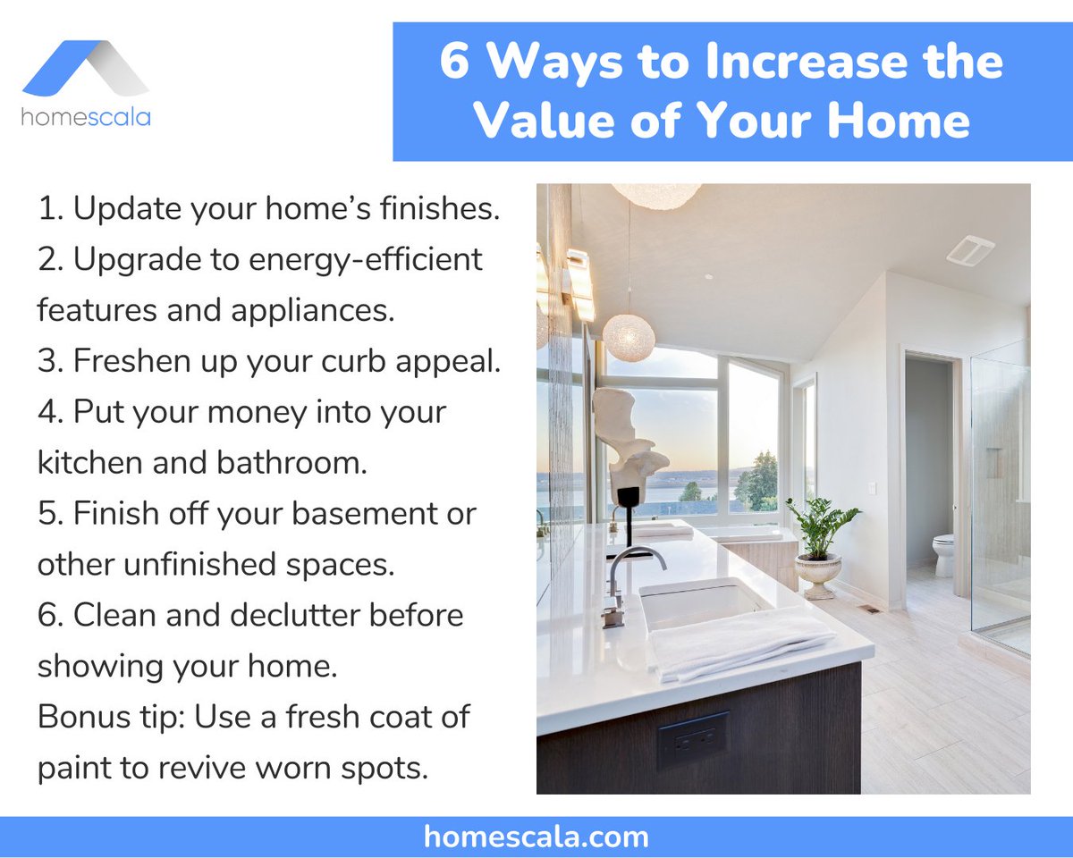 home_scala's tweet image. 🔑💰 Unlock your property's full potential with these 6 easy ways to increase its value! #HomeImprovement #RealEstateInvesting #UpgradeYourSpace