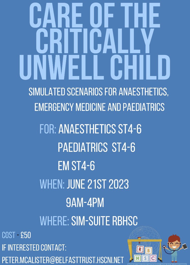 Kids Sim Ed team (@simedrbhsc) on Twitter photo Our latest <a href="/SimEdRBHSC/">Kids Sim Ed team</a> offering - calling all <a href="/NIPaedsTrainees/">NI Paeds trainees</a> <a href="/NI_GAT/">Northern Ireland GAT</a> @IPEM2023 & <a href="/_NIMDTA/">NIMDTA</a> EM trainees- join for us a great line of Sim-Ed with expert faculty from across Paeds, EM, PEM, Anaesthetics ICU across <a href="/HSC_NI/">Health and Social Care Northern Ireland</a> - contact <a href="/DrPeterMcA/">Peter McAlister</a> Our latest <a href="/SimEdRBHSC/">Kids Sim Ed team</a> offering - calling all <a href="/NIPaedsTrainees/">NI Paeds trainees</a> <a href="/NI_GAT/">Northern Ireland GAT</a> @IPEM2023 & <a href="/_NIMDTA/">NIMDTA</a> EM trainees- join for us a great line of Sim-Ed with expert faculty from across Paeds, EM, PEM, Anaesthetics ICU across <a href="/HSC_NI/">Health and Social Care Northern Ireland</a> - contact <a href="/DrPeterMcA/">Peter McAlister</a>