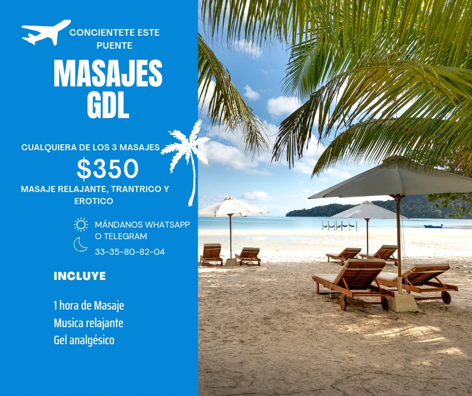 MasajesGdl's tweet photo. Un masaje para estás vacaciones conciente ,en sucursal 350 y a domicilio 600 https://t.co/ZyhamGC0M1
