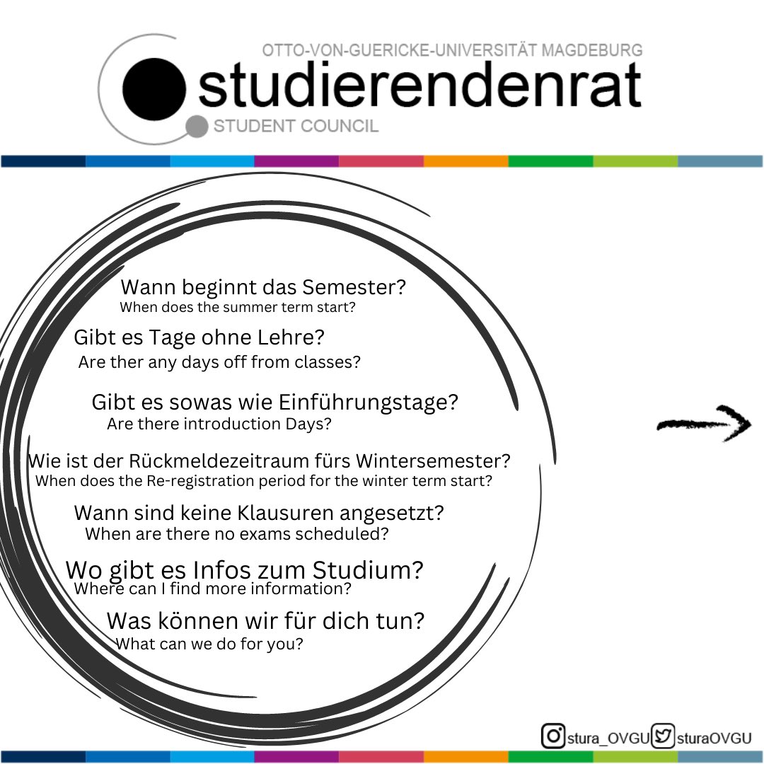 Wir haben auf Instagramein paar Fragen zusammengestellt und hoffen euch damit ein wenig helfen zu können!
We have collected some questions on instagram and hope to be able to help you a little further!
#magdeburg#unimagdeburg#students#studierendenrat#sturamd#ovgu#studentcouncil