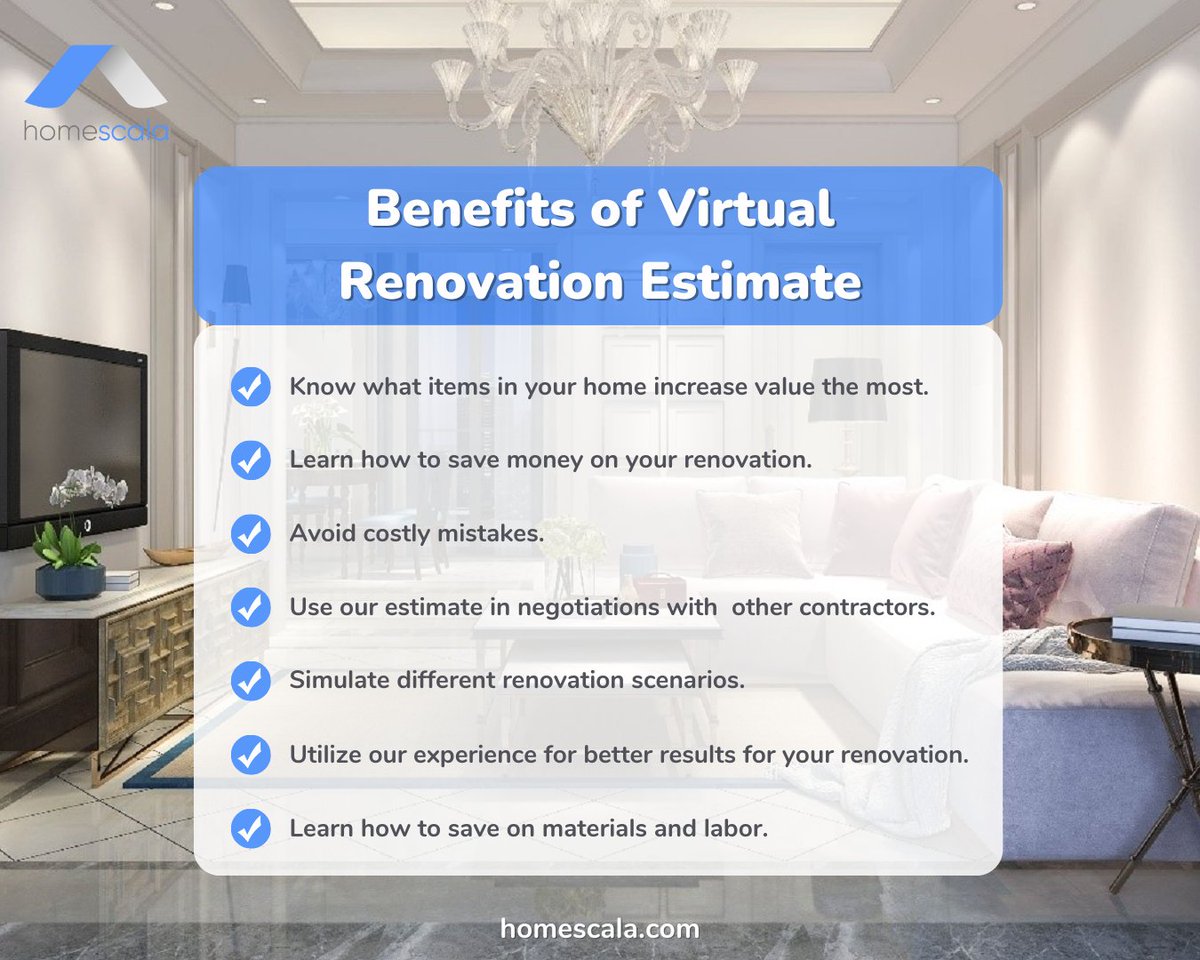 home_scala's tweet image. 🏠👨💻 Get a detailed renovation estimate from the comfort of your own home! #VirtualRenovation #Estimate #HomeImprovement