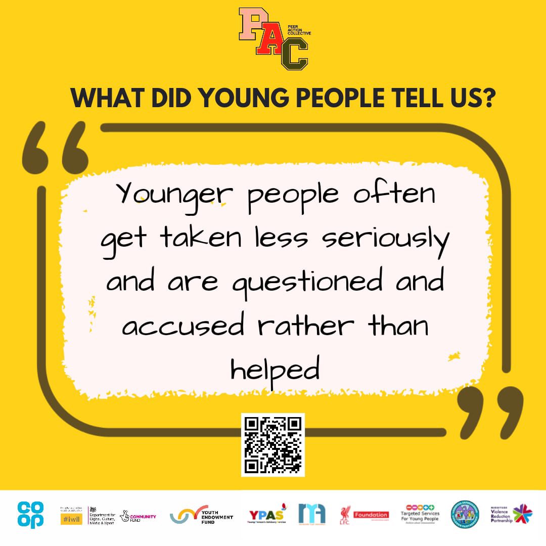 YPASLiverpool's tweet photo. PAC1 finishes this week so Peer Researchers wanted to share some more quotes from our research into the culture of youth violence in Merseyside
#PeerActionCollective #PACMerseyside #forfairersafercommunities #iwill #BeTheDifference #BeTheChange #YouthViolence #SocialAction https://t.co/uyzcoocOO9