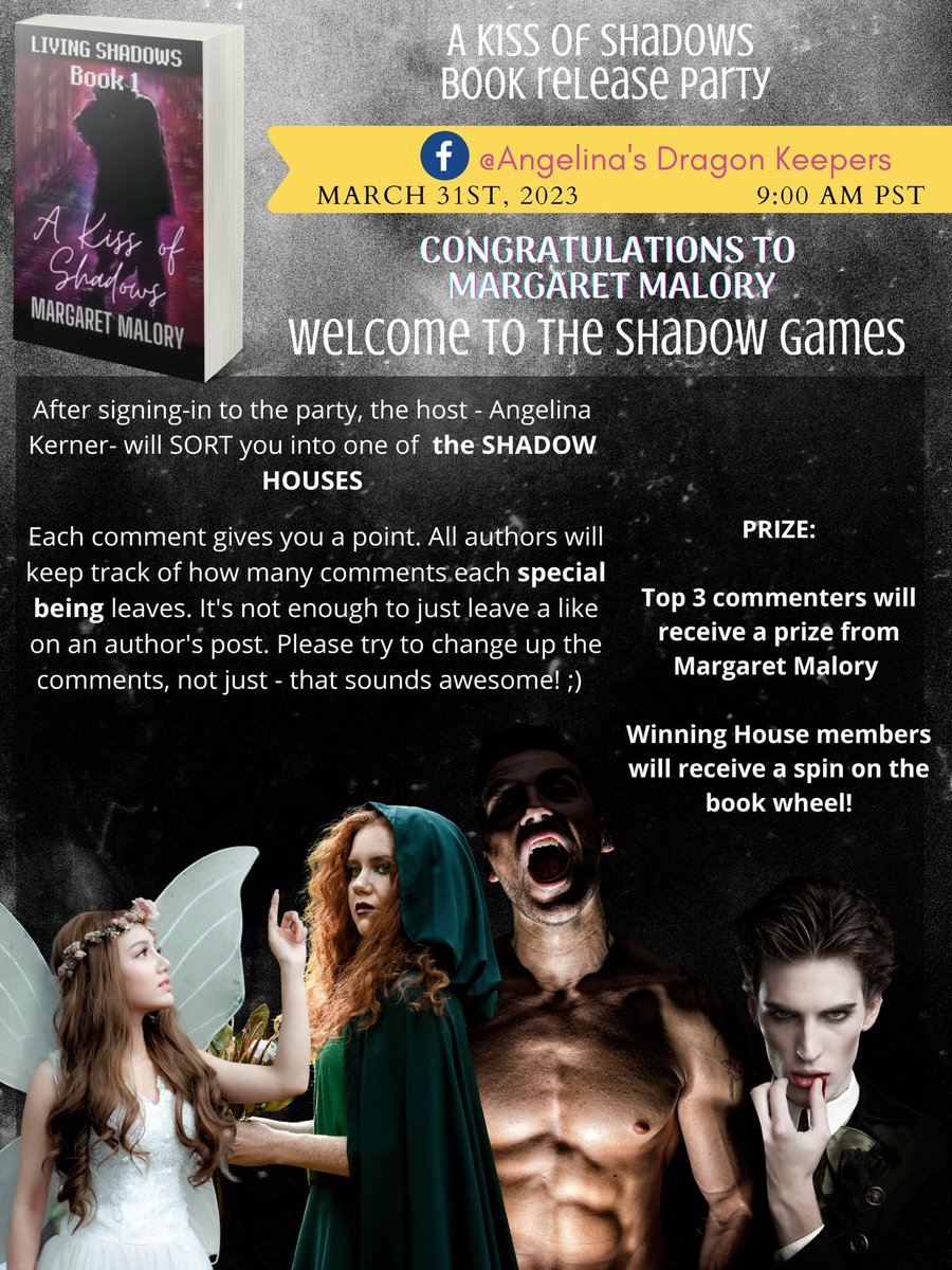 fb.me/e/ftLq1cgUe
Party guests will get sorted into different houses. There will be games and prizes. Loads of fun!
#booklaunchparty #vampirehouse #faehouse #shifterhouse #witchhouse #games #prizes #authors #newbooks #explorepage #tiktok #fff