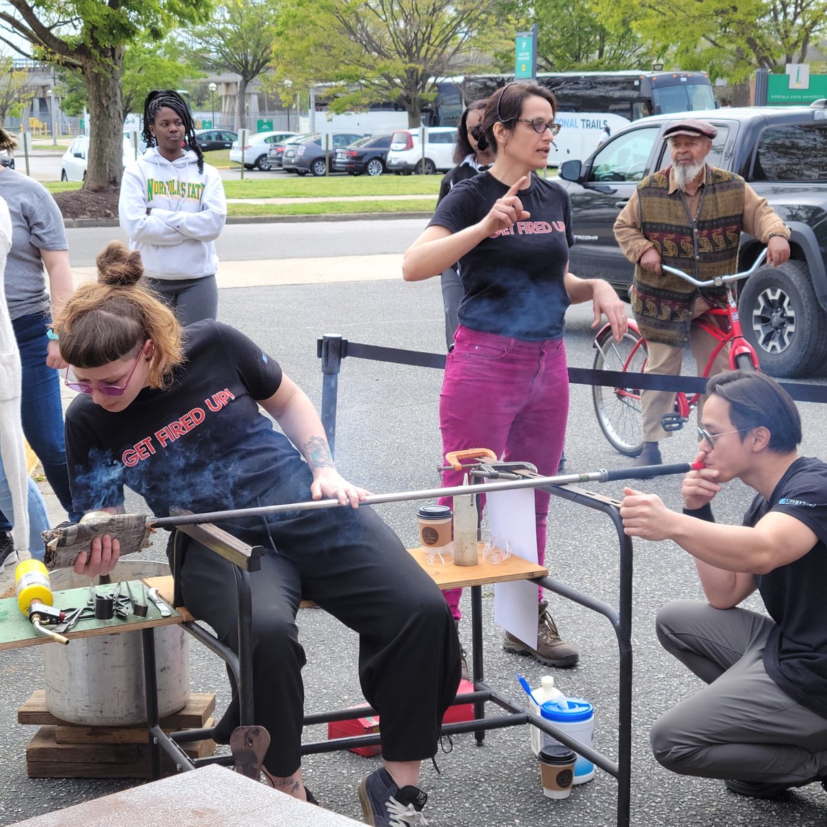 Norfolkstate's tweet image. The #ChryslerMuseum of Art's Mobile Glass Studio and staff were on campus today to demonstrate the art of glassblowing for our students. The staff explained some of the techniques as they demonstrated the craft, and some of our students got to try it.
#CMGS #glassblowing