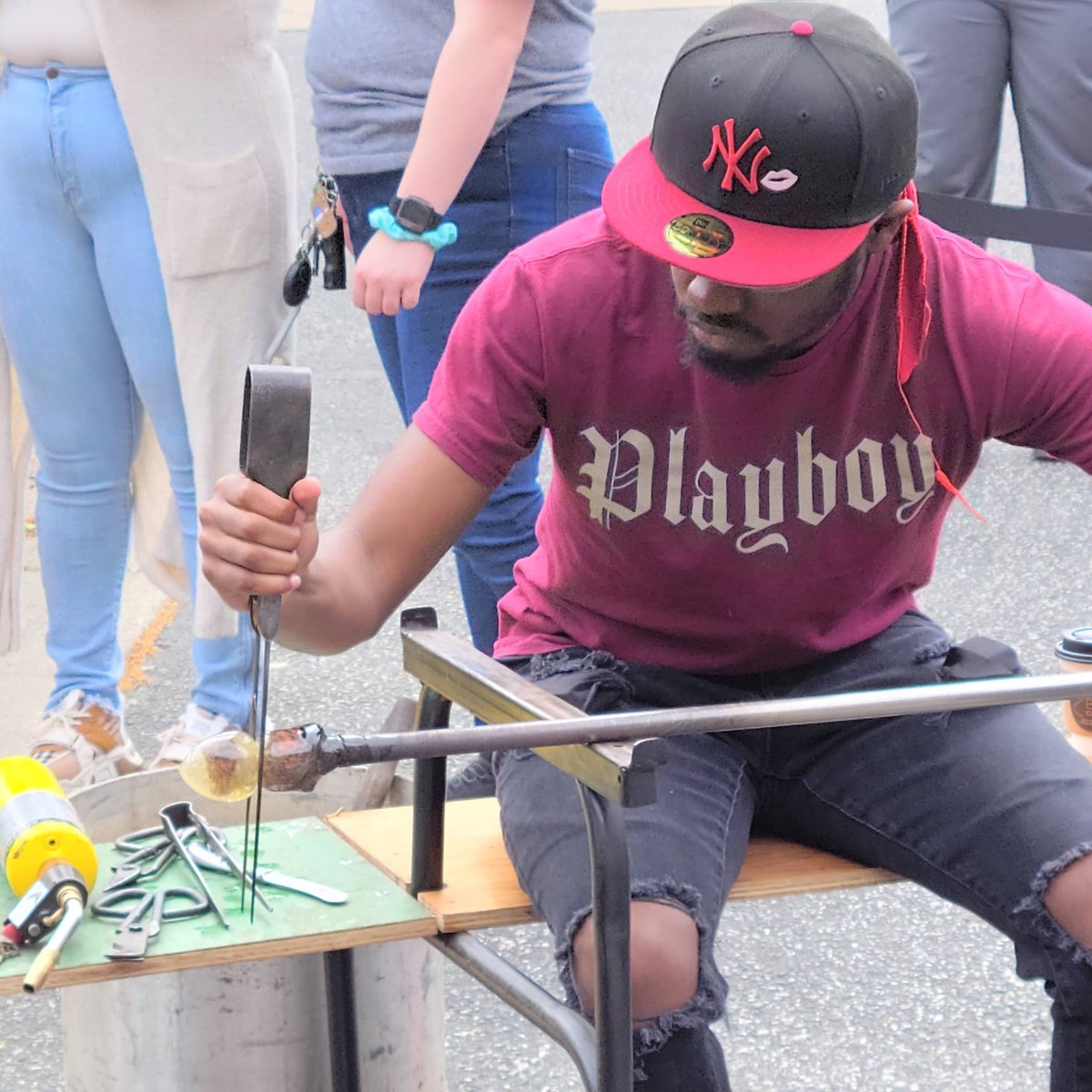 Norfolkstate's tweet image. The #ChryslerMuseum of Art's Mobile Glass Studio and staff were on campus today to demonstrate the art of glassblowing for our students. The staff explained some of the techniques as they demonstrated the craft, and some of our students got to try it.
#CMGS #glassblowing