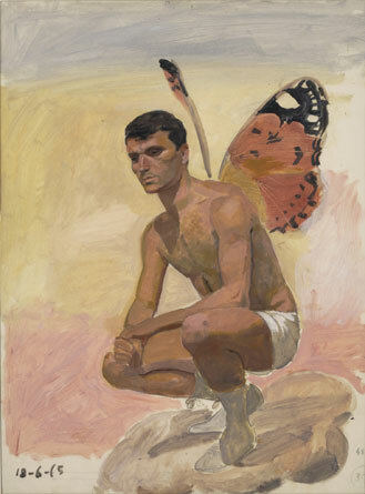 Tsaroychis's tweet photo. Man with butterfly wings , sitting, study from life, 1965 #expressionism #yiannistsaroychis https://t.co/QEwaDKuf2f https://t.co/wT701BNVeu