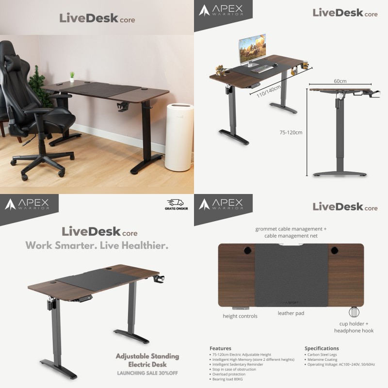 LiveDesk Core Sit Standing Meja Electric Adjustable Work Gaming Desk 

⭐ : 5,0
Cek Diskon : shp.ee/a2yephc