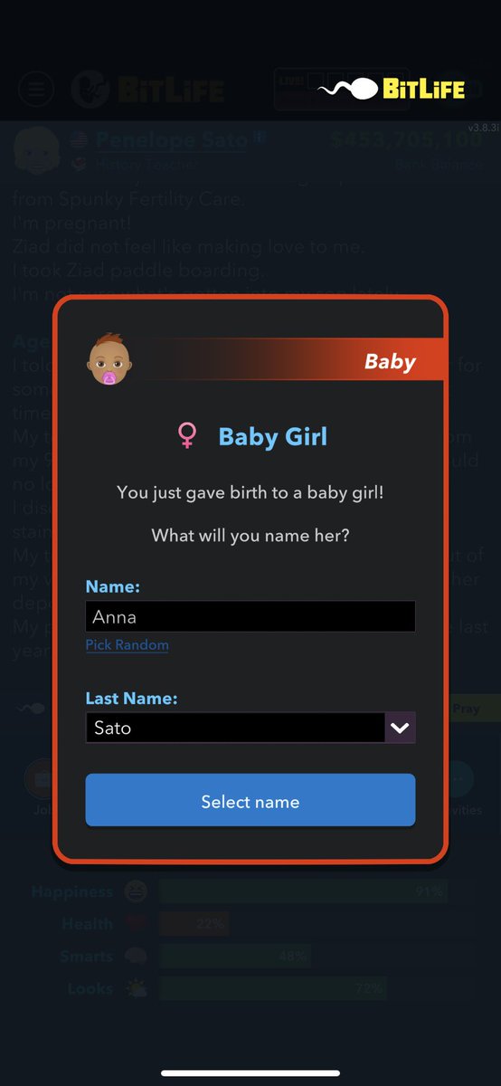 aniiiiian's tweet photo. @BitLifeApp @BitLifeApp I cant continue it won’t let me pick a name and play 🥺 https://t.co/ASOJdwC7tP