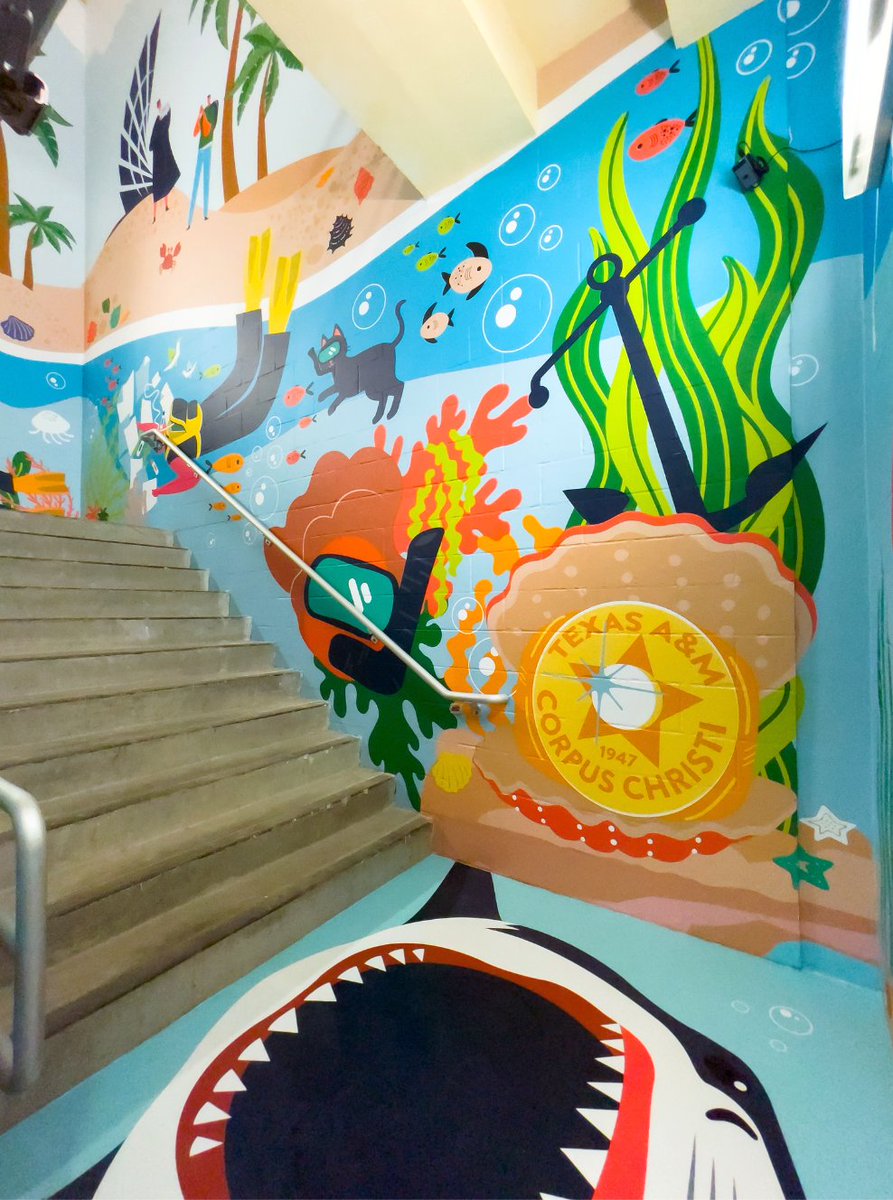 IslandCampus's tweet photo. Check out the new interactive mural in the @TAMUCCLibrary! Eleven TAMU-CC Design students worked on this interactive piece that highlights some of the best parts on campus🎨 #TAMUCC 

Read more: https://t.co/t1gnk7CRn3 https://t.co/UVwgLhNelg
