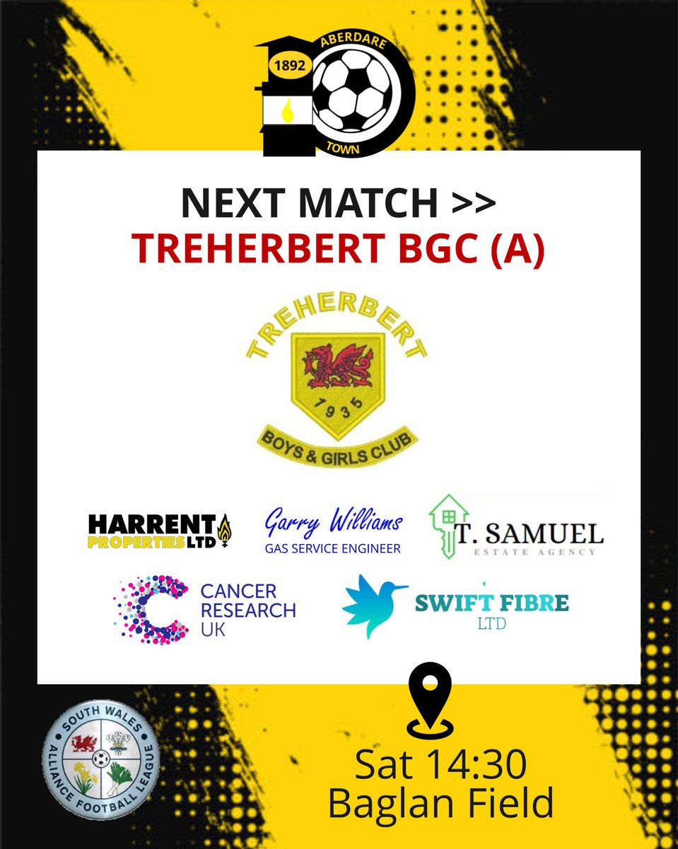 AberdareTown's tweet photo. Big match this Saturday as we visit league leaders @Treherbert_Snrs - both teams have won their last five league games so set to be a cracker. Leave the afternoon free and make the short journey over to get behind the team #uppatown #aberultras https://t.co/0sNNRmz0ua