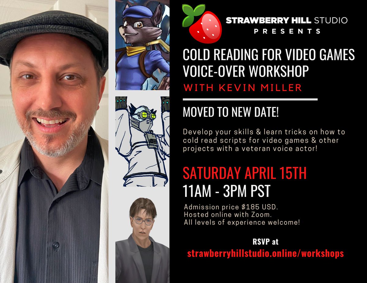 WORKSHOP REMINDER - <a href="/THEKevinMiller/">Kevin Miller | Sly Cooper's voice</a>'s #VO workshop focused on Cold Reading for #VideoGames is happening on Sat April 15th. Come &amp; learn how to be a cold reading ace w/ Kevin!

Don't wait, get your Eventcombo ticket NOW!
#VoiceActor #VoiceActing #SlyCooper

eventcombo.com/e/NEW-DATE---C…