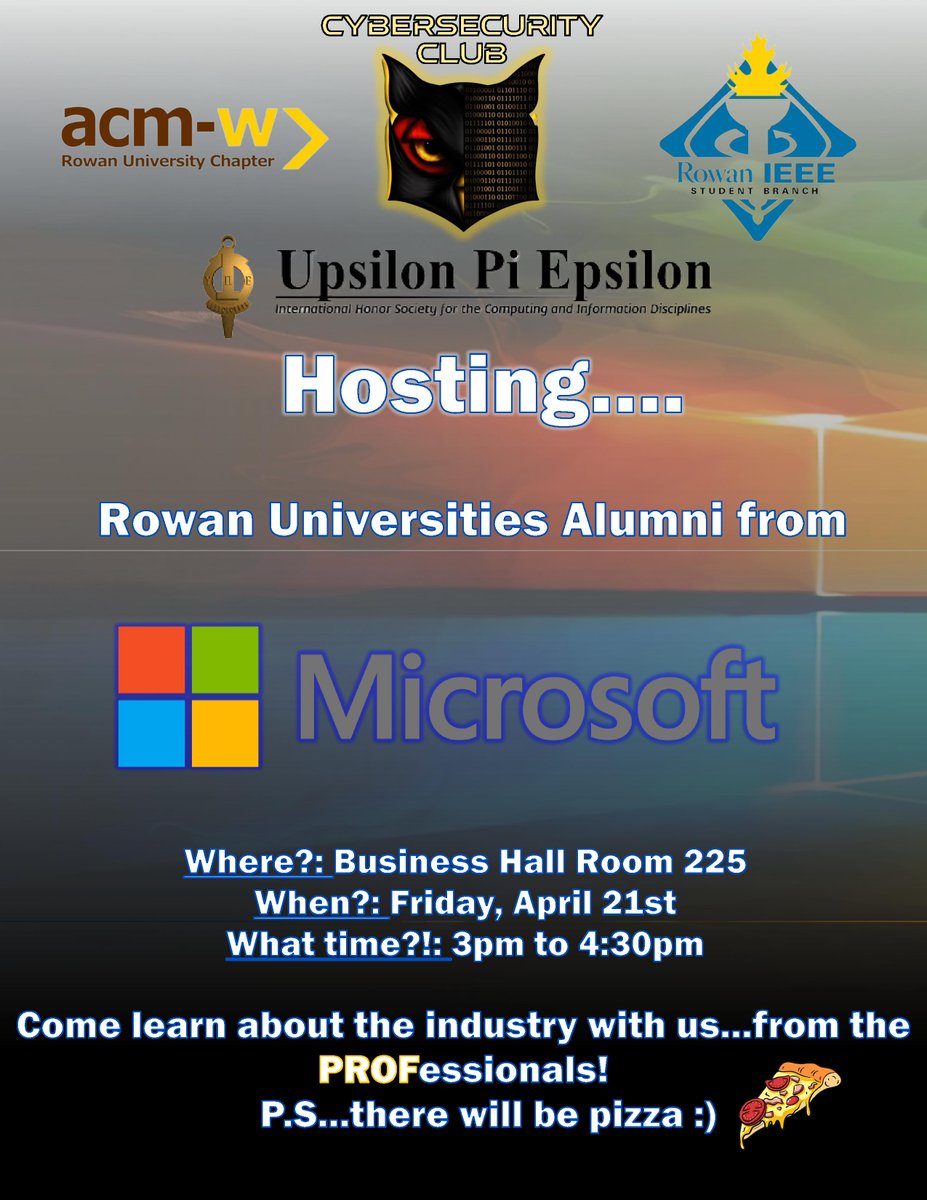 RowanCyberClub's tweet photo. Over spring break several CS campus clubs had the honor to visit Microsoft's offices in NYC! 

The Rowan University Alumni at Microsoft generously extended the opportunity to come meet all the #CyberProfs!

Join us for this networking &amp; learning event on April 21st! https://t.co/VniVUu9DqO