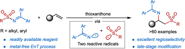 JOC_OL's tweet photo. Recommended Reading from #OrgLett Editors: Photochemical and Atom-Economical Sulfonylimination of Alkenes with Bifunctional N-Sulfonyl Ketimine. A highly selective method for 1,2-difunctionalization of alkenes with a newly designed ketimine reagent https://t.co/QfnQZOsw42 https://t.co/23VcAggywk