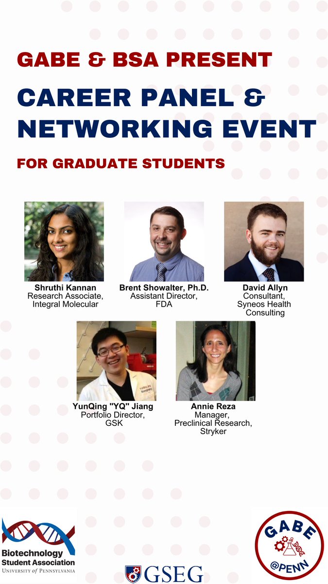 PennGABE (@penn_gabe) on Twitter photo GABE and the Biotechnology Student Association are hosting a career panel and networking event this Thursday, March 30th! RSVP here: forms.gle/9SZCDX1kWxfJuz…
<a href="/pennbioeng/">Penn Bioengineering</a> <a href="/PennEngGrad/">PennEngineerGrad</a> GABE and the Biotechnology Student Association are hosting a career panel and networking event this Thursday, March 30th! RSVP here: forms.gle/9SZCDX1kWxfJuz…
<a href="/pennbioeng/">Penn Bioengineering</a> <a href="/PennEngGrad/">PennEngineerGrad</a>