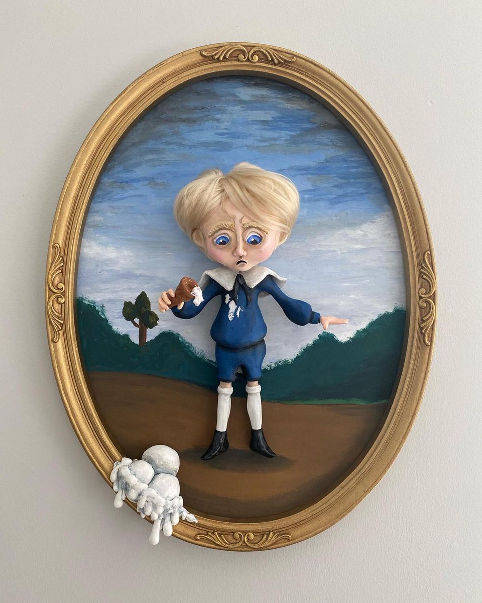 Bearry Small Toys brings the “boring blue boy” painting from #Coraline to life in this 3-dimensional picture that’s perfect for #NationalCraftMonth! (Art by pet_shop_kins on Instagram)