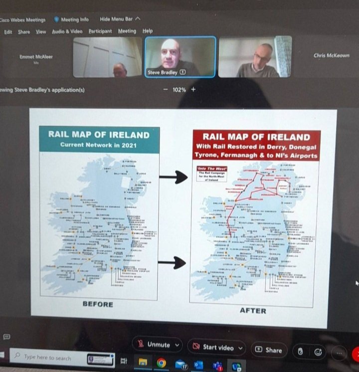 McAleer_1's tweet photo. #FODCUpdate: Delighted to finally welcome @IntoTheWestRail to @fermanaghomagh earlier this evening, my thanks to @bradley_steve and team for their well researched and very encouraging presentation. 👏🏻

Let's hope it's not the last time we all work together! 🚉

#RailToTheWest https://t.co/Ijv5lyKhNw