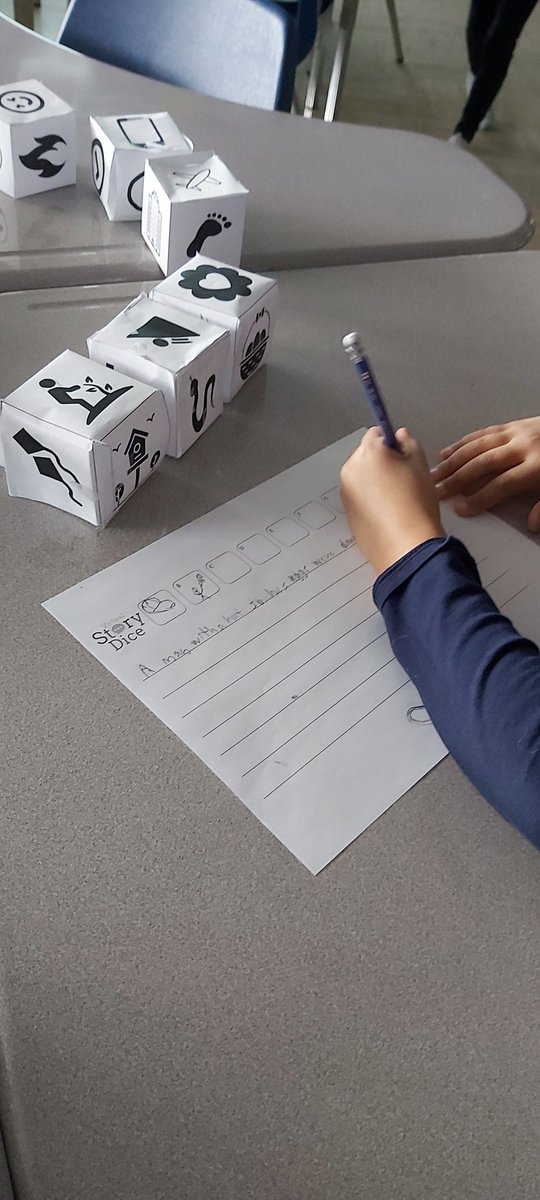 digdeepwithdave's tweet photo. Reluctant writers? Hard time getting 3 sentences out of your students? I call it a win when I have my kiddos asking for more! Thanks again #EMC2learning for the great resource! We printed &amp; built our story dice to get our creative juices flowing! https://t.co/leBvHrKjHC