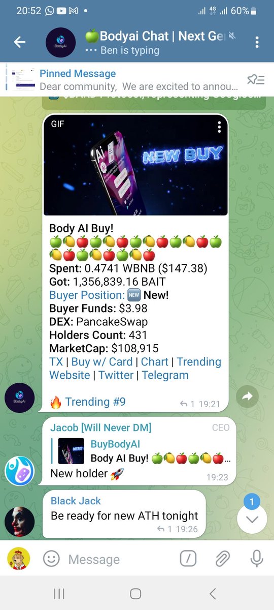 pvtlocker's tweet photo. #Bodyai #BAIT
I called this project at $86k mc, currently the mc is over $100k mc. Understand this is a slow moon.
I aped in at $82k mc that's over 20% profit but I'm still holding this beast
✅🚀
TG: https://t.co/zos6kNUypy https://t.co/H3VklxAoQj