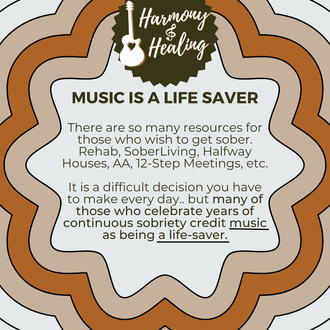 Many of the people celebrating years of continuous #sobriety credit #music as being a life-saver. Do you know someone who may need a musical morale boost?  Reach out! harmonyandhealing.org
#sober.  #Rehab, #SoberLiving, #Halfway, #AA, #12Step #MusicIsHealing #HarmonyAndHealing