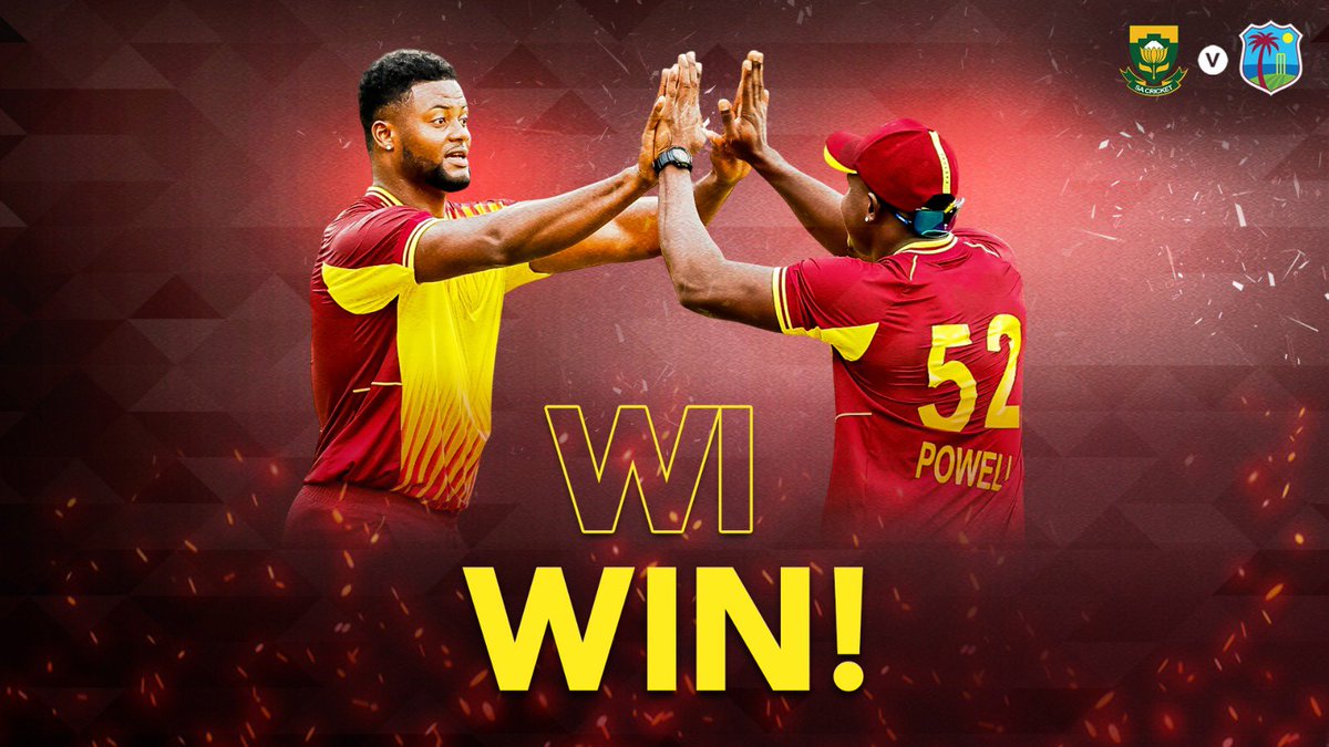windiescricket's tweet photo. ☑️ #TheMenInMaroon have never lost a T20I series in 🇿🇦 #recordsafe
☑️ @Ravipowell26 wins his T20I as full time T20 captain #captaincy
“It’s only licks when we touch down! 🎶 (@DJBravo47 voice) 🔥#winningfeeling #SAvWI https://t.co/5S5QKR0eCp