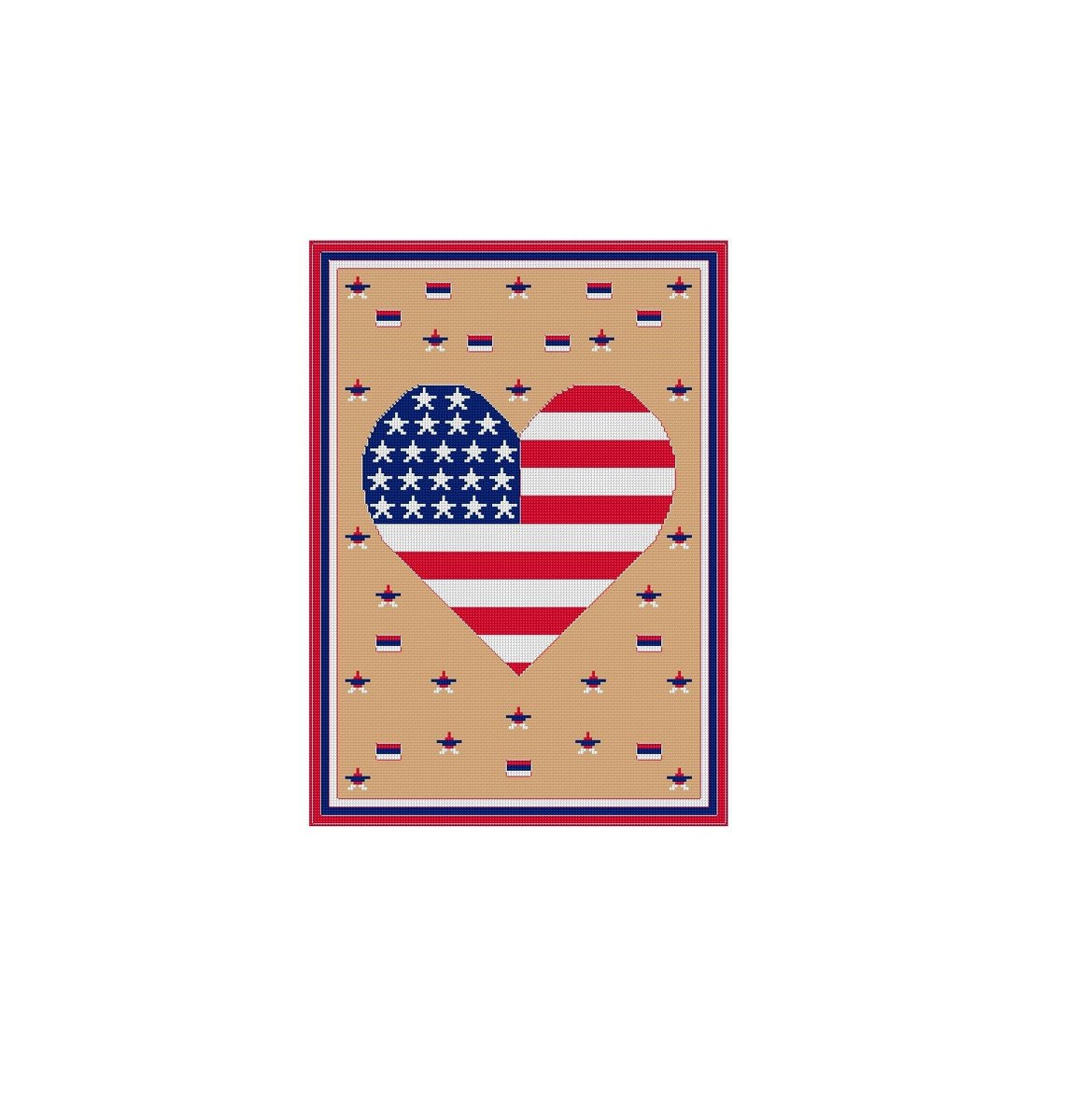 Heart American Flag Stars and Stripes Cross Stitch Pattern Independence Day Instant Pdf File Chart 6 4th July Greeting Card Counted Design tuppu.net/28d1505e #Etsy #Crossstitchfurnish #PdfCrossStitch