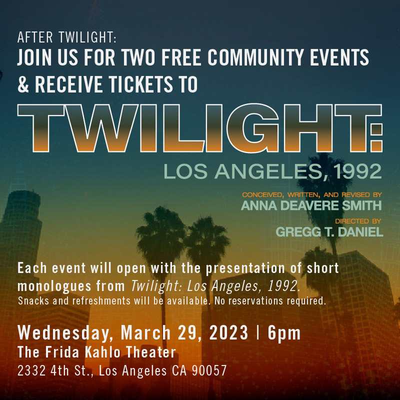 I'm pleased to join Author/Journalist, Gustavo Arellano, as he leads a panel of Latinx community leaders and artists, including Rosamaria Marquez, Alex Alpharaoh and me, to discuss what has transpired with the Latinx community  Angeles since the '92 L.A. Riots.