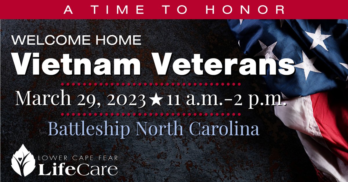 Join us March 29, 11 a.m.-2 p.m., at <a href="/battleshipnc/">Battleship NC</a> to honor and Welcome Home Vietnam Veterans on Vietnam Veterans Day! There will be a brief program of appreciation at noon. Vietnam Veterans receive FREE admission!