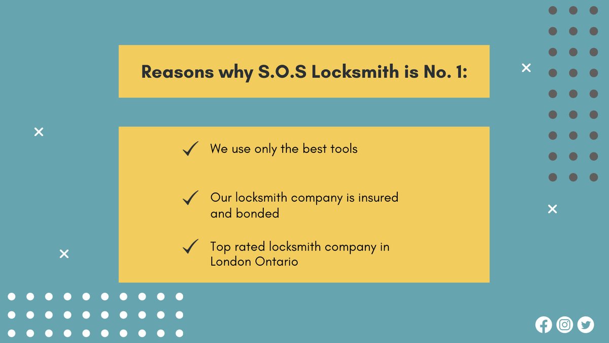 soslocksmithpro's tweet image. There are more reasons why S.O.S Locksmith is No. 1 in the industry. If you need our help, we are only one call away. 

#SOSlocksmith #locksmithinlondonontario #locksmithservice #locksmithontario #locksmithlondonontario #locksmithontariocanada #londonontariolocksmith