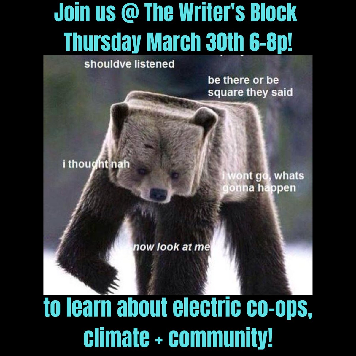 ChugachAlliance's tweet photo. ⚡️Electric Co-ops, Climate and Community ⚡️ Come join the conversation this Thursday and learn about one of the most direct, locally focused and SIMPLE climate action steps you can take! Bring your friends!

#ancgov #akleg https://t.co/n2Pnjlwwro