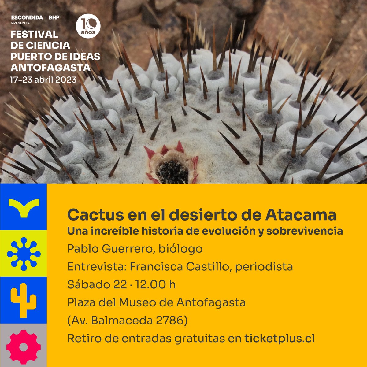 Descubre junto al biólogo Pablo Guerrero el viaje evolutivo que las cactáceas han hecho para sobrevivir en lugares con climas tan extremos como el desierto de Atacama 🌵☀️
Consigue tu entrada gratuita 👉 bit.ly/40bJEY4