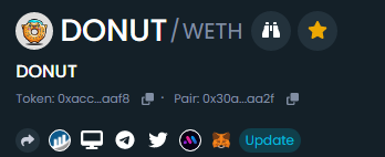 TheDonutETH's tweet photo. We are now verified on Dextools! π© #DonutETH #DonutTokenETH #DonutElon #Ethereum
https://t.co/cY4qiMOPB6 https://t.co/7GXEuDBAp8
