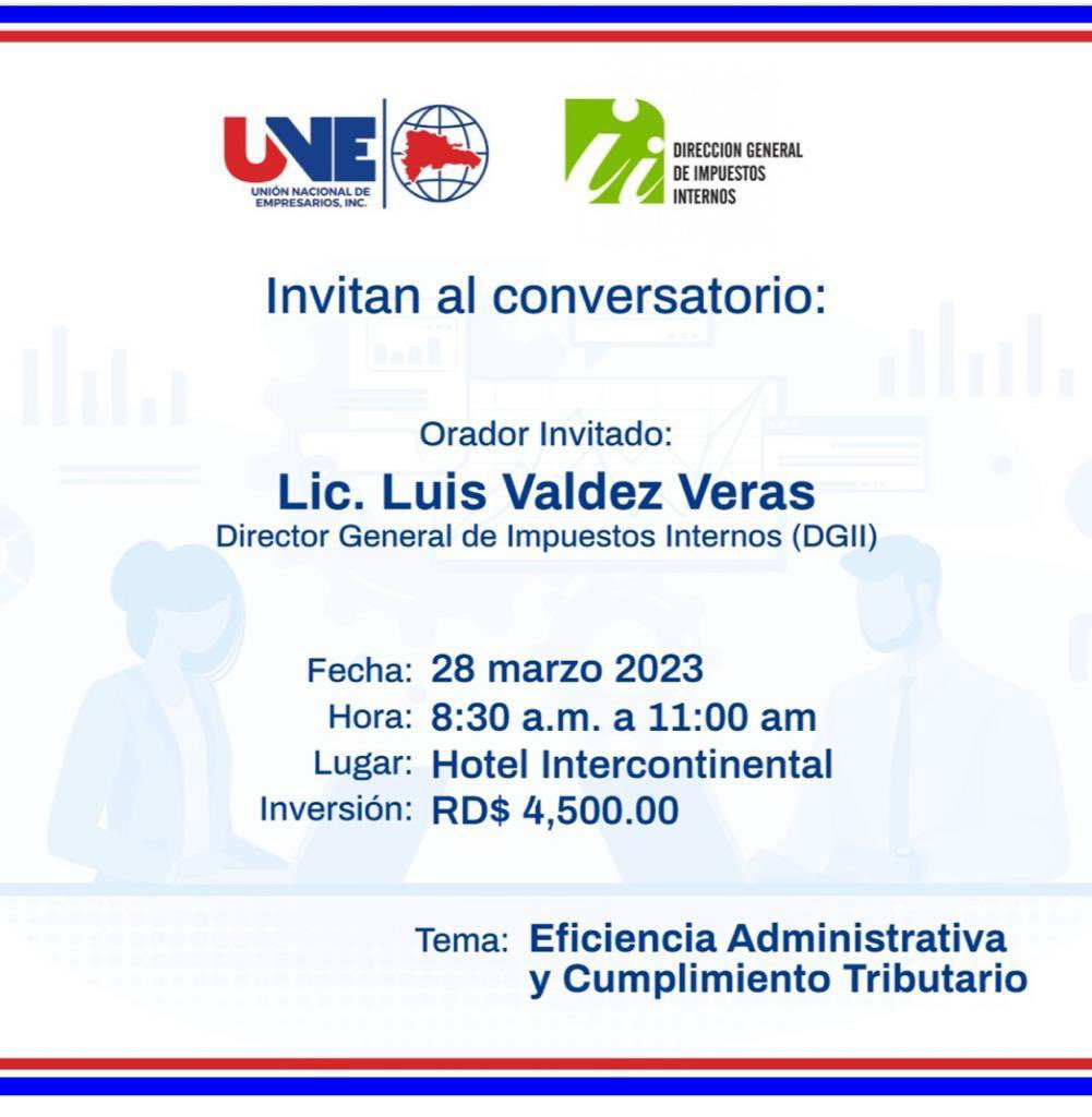 Un muy buen encuentro hoy con <a href="/LuisValdezVeras/">Luis Valdez</a> director general de <a href="/DGii/">Impuestos Internos</a>. Quedamos muy satisfechos con su presentación y planes de eficientizacion y justicia tributaria. Que se repita ! Graciassss.