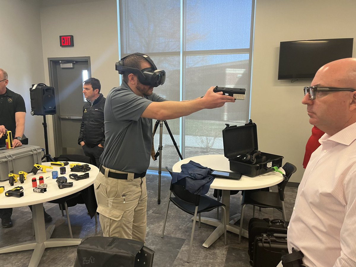 WichitaPolice's tweet photo. We were able to get a hands on look at some new technologies, including upgraded tasers, VR training kits, and camera technologies.
We are constantly evaluating new technologies and training will enhance our officers effectiveness and keep our community safe.
#WichitaPD https://t.co/qWWSYUhEZT