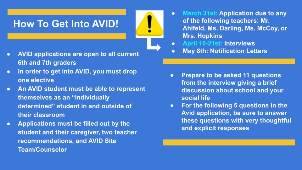 Is your student interested in joining the AVID program? Applications are due this Friday, March 31st!