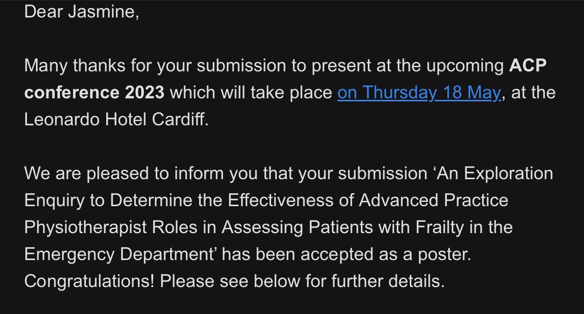 Submission accepted! 🙌 #rcem #acps #advancedpractice #frailty