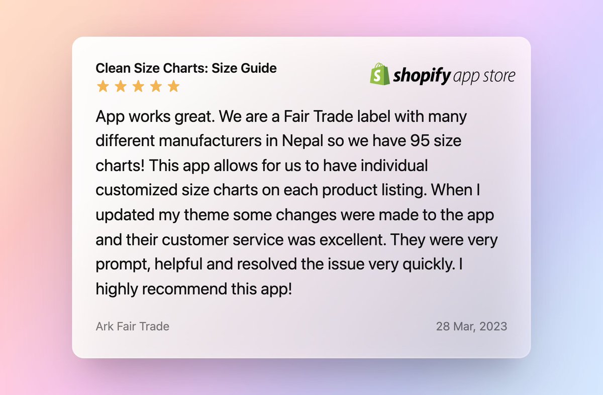 Clean Size Charts tweet media