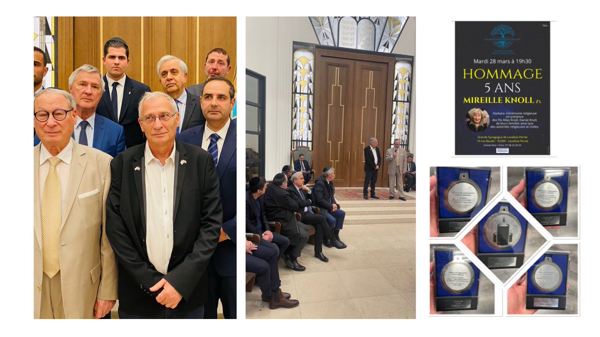 m_szerman's tweet photo. 🎖️Honneur de remettre en tant que représentant de @AssoMireilleK la médaille de l’engagement pour la mémoire à: #PatrickStrzoda, Préfet, Directeur de cabinet du Pt de la republique @Elysee, @RKaroutchi , 1er vice-pt @Senat, @ElieKorchia, pt @ConsistoireFr et au Rabbin @ChalomLellouche🕯️