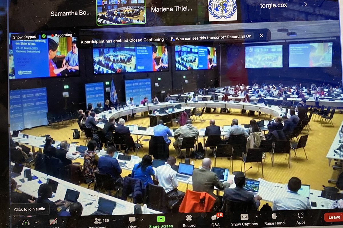sambolton007's tweet photo. Great attendance, questions and vibe at this weeks first ever global Skin NTD meeting @WHO in the new office and meeting room - ideal for hybrid and in person access - all this week. #SkinNTDs #beatNTDs #StrongerTogether https://t.co/bkjdJTVATx