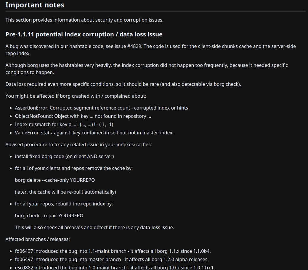 CKsTechNews's tweet image. #BorgBackup 1.2.4 Released

Mega changelog
github.com/borgbackup/bor…
