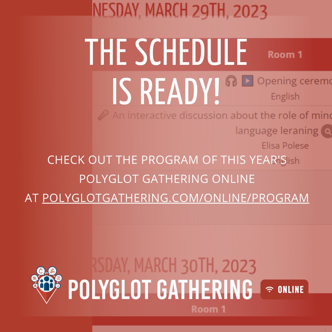 Check out the full program of #PolyglotGathering Online 2023! 🎉
➡️ polyglotgathering.com/online/program