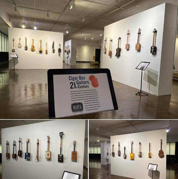 From a 2019 exhibition at the National Blues Museum, to Lambert International Airport, and now residing at the Hardin Center for Cultural Arts in Gadsden, AL.
When I began building cigar box guitars I never thought my guitars would ever be in museums.
#ThisIsWhyTheyCallMeStogie