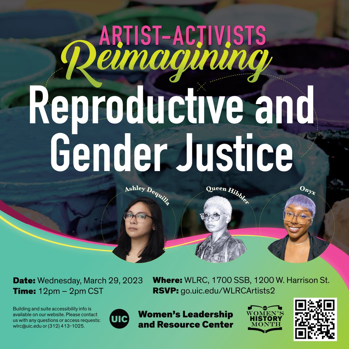 UICWLRC's tweet photo. Join us for a lively discussion about how artist-activists uplift reproductive &amp; gender justice in their work. Then stick around to get this awesome design printed on your very own t-shirt or tote bag!

Wed 3/29
12-2pm
1700 SSB (&amp; Zoom for the discussion)

https://t.co/ixPtoLXrvN https://t.co/W7OsehIhjd