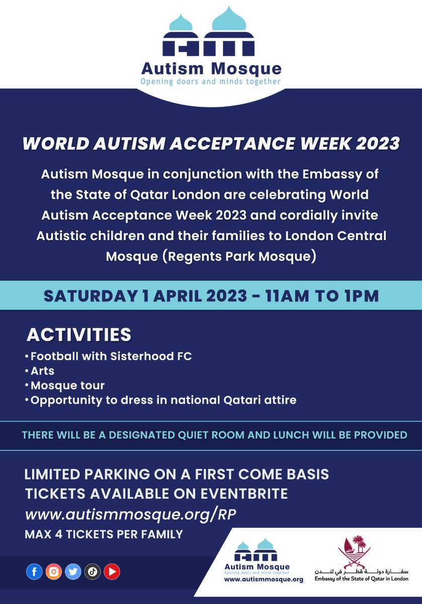 Autism Mosque (@autismmosque) on Twitter photo We have kick off!
<a href="/LM_Westminster/">The Lord Mayor of Westminster</a> @QatarEmb_London <a href="/QF/">Qatar Foundation</a> <a href="/NAScampaigns/">NAS Campaigns</a> @JavedKhanCEO <a href="/RangoonwalaF/">Rangoonwala Foundation</a> <a href="/NadeemHussain/">Nadeem Hussain</a> <a href="/TufailH/">Tufail Hussain</a> <a href="/CllrSButt/">Cllr Saqib Butt</a> <a href="/MuslimCouncil/">MCB</a> <a href="/elondonmosque/">East London Mosque & London Muslim Centre</a> <a href="/LancsMosque/">LCM</a> <a href="/iccukorg/">LondonCentral Mosque</a> <a href="/GlasgowMosque/">Glasgow Central Mosque</a> <a href="/BBCNews/">BBC News (UK)</a> <a href="/OpenIftar/">Open Iftar</a> @ArshadDaud7 <a href="/sisterhoodfc/">Sisterhoodfc</a> <a href="/muslimcharities/">Muslim Charities Forum (MCF)</a> <a href="/1MBSLIN/">MuslimBSLInterpretersNetwork</a> We have kick off!
<a href="/LM_Westminster/">The Lord Mayor of Westminster</a> @QatarEmb_London <a href="/QF/">Qatar Foundation</a> <a href="/NAScampaigns/">NAS Campaigns</a> @JavedKhanCEO <a href="/RangoonwalaF/">Rangoonwala Foundation</a> <a href="/NadeemHussain/">Nadeem Hussain</a> <a href="/TufailH/">Tufail Hussain</a> <a href="/CllrSButt/">Cllr Saqib Butt</a> <a href="/MuslimCouncil/">MCB</a> <a href="/elondonmosque/">East London Mosque & London Muslim Centre</a> <a href="/LancsMosque/">LCM</a> <a href="/iccukorg/">LondonCentral Mosque</a> <a href="/GlasgowMosque/">Glasgow Central Mosque</a> <a href="/BBCNews/">BBC News (UK)</a> <a href="/OpenIftar/">Open Iftar</a> @ArshadDaud7 <a href="/sisterhoodfc/">Sisterhoodfc</a> <a href="/muslimcharities/">Muslim Charities Forum (MCF)</a> <a href="/1MBSLIN/">MuslimBSLInterpretersNetwork</a>