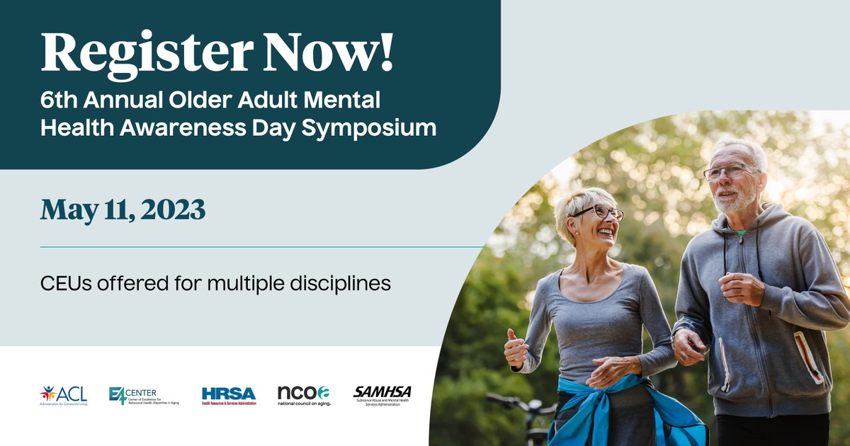 Join @NCOAging, @ACLgov, @HRSAgov, @SAMHSAgov, and @E4Center to discover best practices to improve #OlderAdult #MentalHealth. Register for free today to attend on May 11 
👉 connect.ncoa.org/oamhad2023