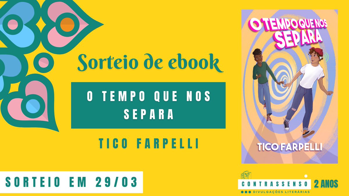 acontrassenso's tweet photo. 🚨ALERTA DE SORTEIO!!!
🎁Sorteio de 1 ebook de "O tempo que nos separa" de Tico Farpelli.
➡️Regras:
- Favoritar e dar RT🔁 neste tweet (sem citar)
- Seguir @acontrassenso e @ticofarpelli
➡️Resultado: 29/03 a partir das 23h.
#FestivalCS #sorteiodelivros #livros https://t.co/InlbzfiRW5