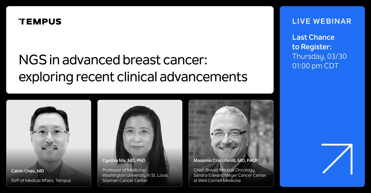 It's not too late to register for this week’s webinar exploring the potential utility of complementary #solidtumor &amp; #liquidbiopsy testing in informing treatment decisions, &amp; patient management strategies in the post CDK4/6 inhibitor therapy setting. tempus.co/3mS3IQs