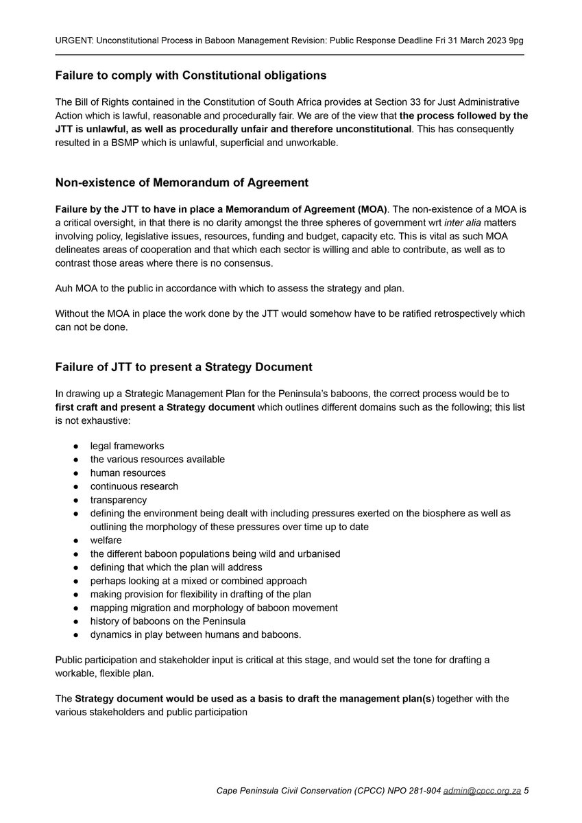 cpcc_za's tweet photo. CONTINUES: IMPORTANT PRESS STATEMENT: concerns beyond baboon management, very serious question
-to what extent will we citizens hold government accountable to law? 
@cpcc_za press &amp; public please raise with @BarbaraCreecy_ + @geordinhl
#unconstitutional
https://t.co/8S8FngbVq5 https://t.co/3c7rMJwMZO