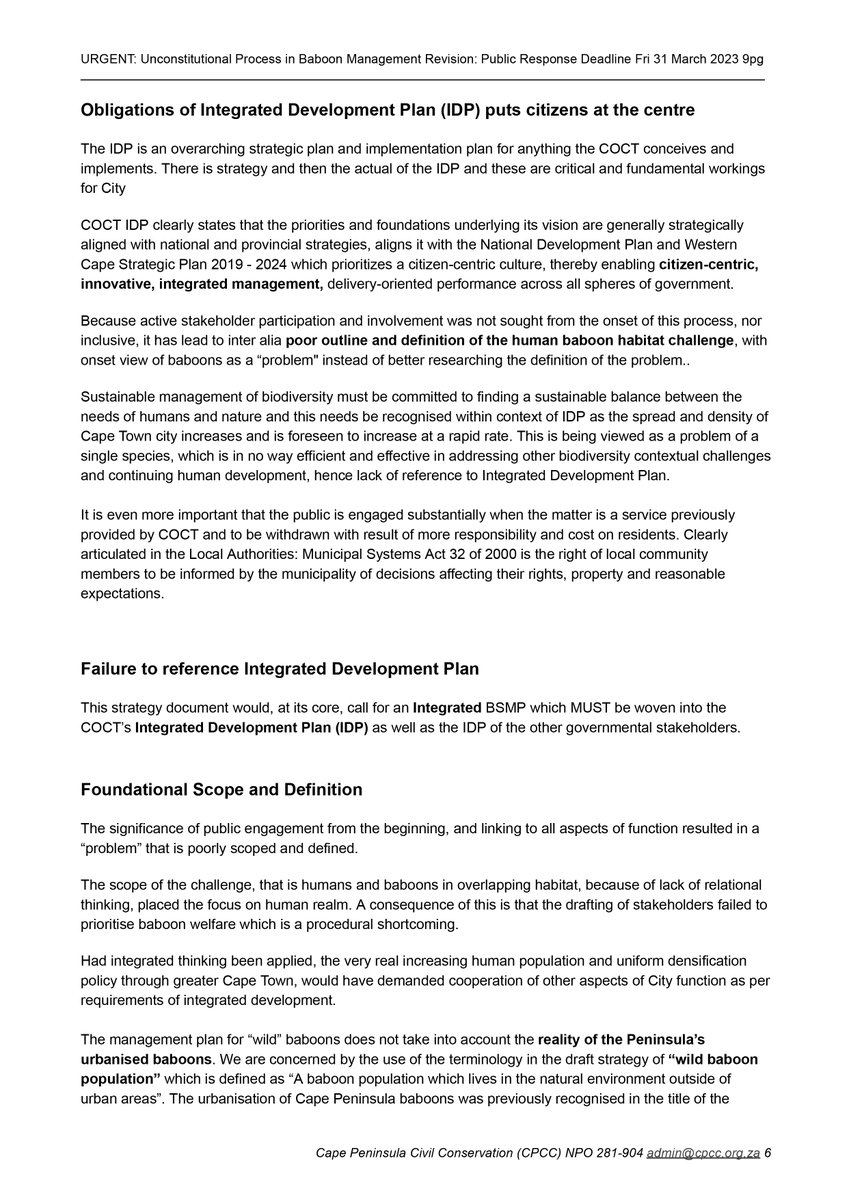 cpcc_za's tweet photo. CONTINUES: IMPORTANT PRESS STATEMENT: concerns beyond baboon management, very serious question
-to what extent will we citizens hold government accountable to law? 
@cpcc_za press &amp; public please raise with @BarbaraCreecy_ + @geordinhl
#unconstitutional
https://t.co/8S8FngbVq5 https://t.co/3c7rMJwMZO