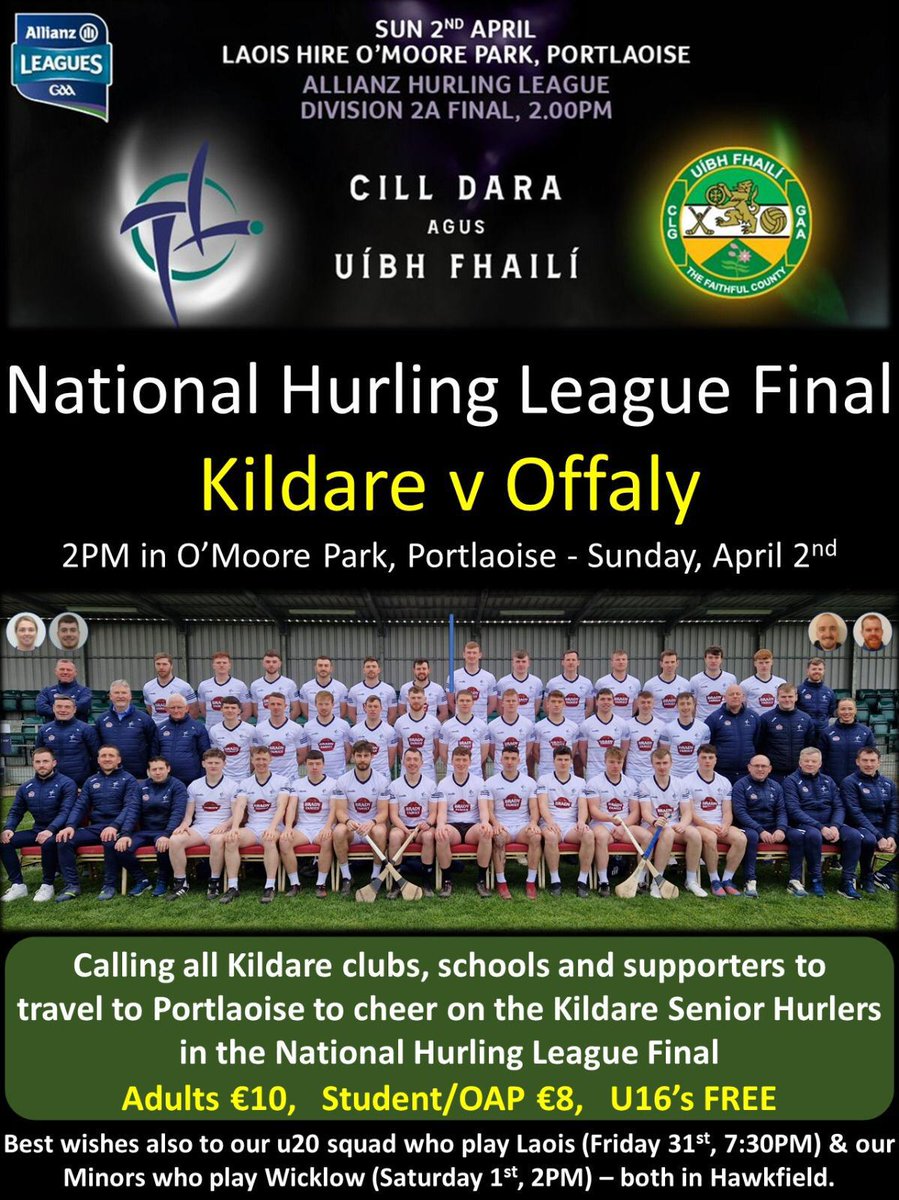 Support the county hurlers in their league final in Portlaoise this Sunday! Details below!
#cilldarabu #honthelilies